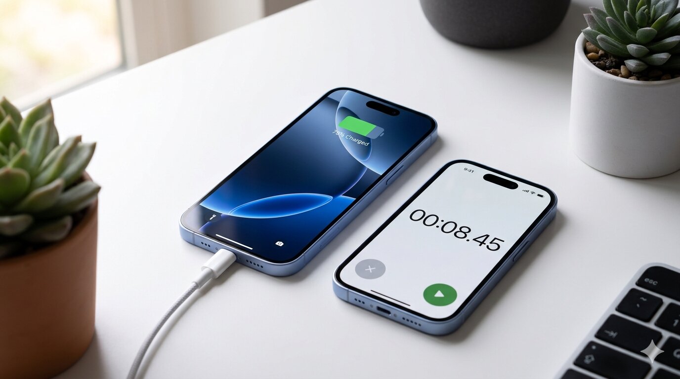 iPhone 16 charging speed test with USB-C charger